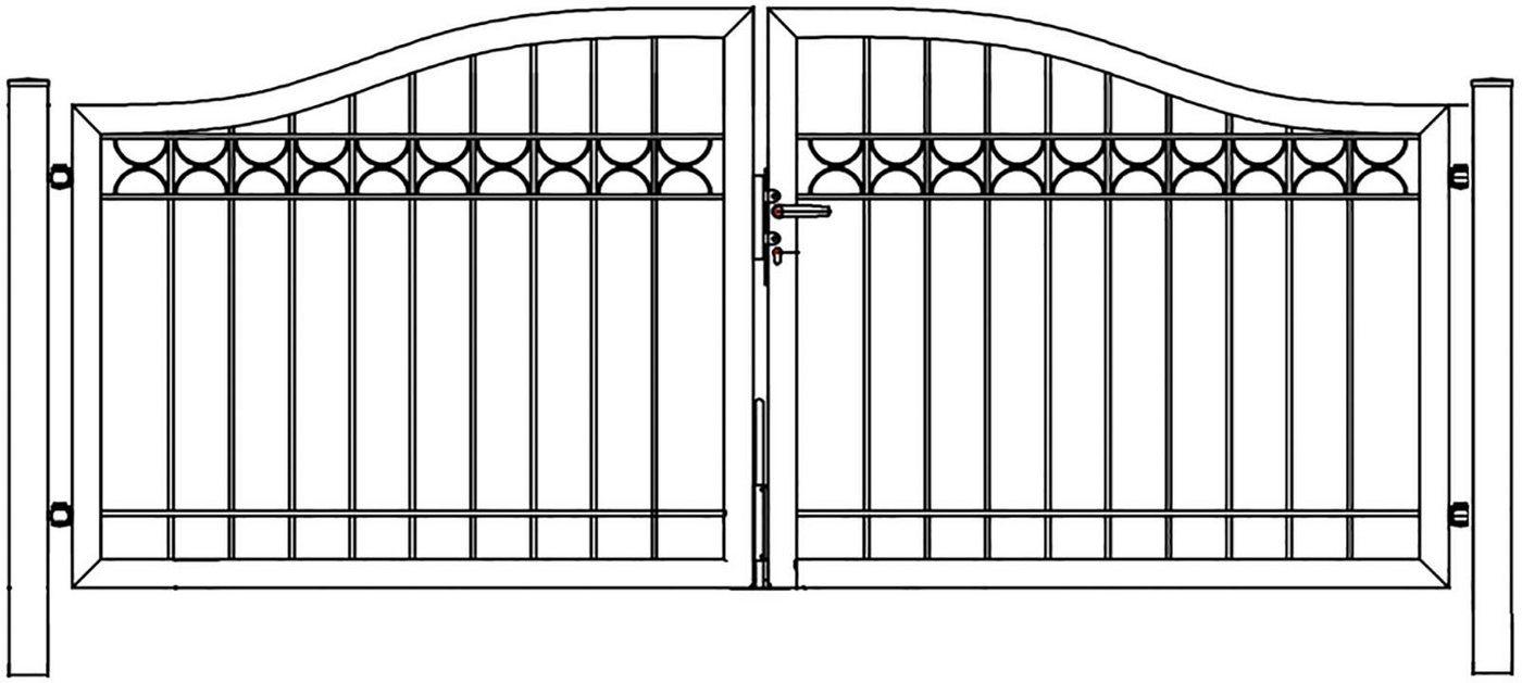 KRAUS Zaundoppeltür Ziertor Bogen, BxH: 300x100 cm, Komplett inkl. Torpfosten 8x8 cm von KRAUS