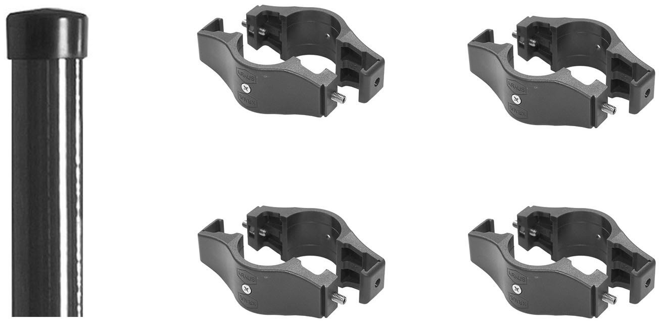 KRAUS Zaunpfosten Dino-Z42, Komplett Zaunpfosten ØxH: 4,2x200 cm inkl. Befestigungsschelle von KRAUS