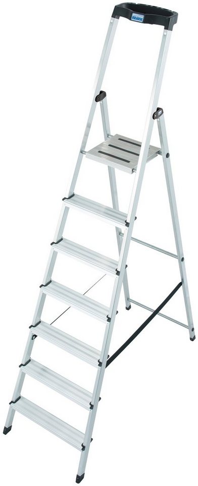 KRAUSE Stehleiter Safety, Aluminium, 1x7 Stufen, Arbeitshöhe ca. 350 cm von KRAUSE