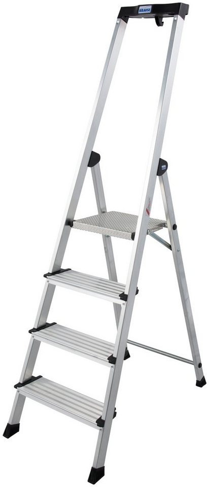 KRAUSE Stehleiter Safety Plusline, Aluminium, 4 Stufen, Arbeitshöhe ca. 285 cm von KRAUSE