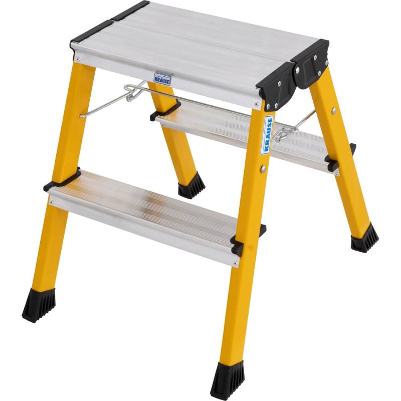 Krause Klapptritt Rolly Fahrbar 2 x 2 Stufen 45 cm x 40 cm x 50 cm Gelb von KRAUSE