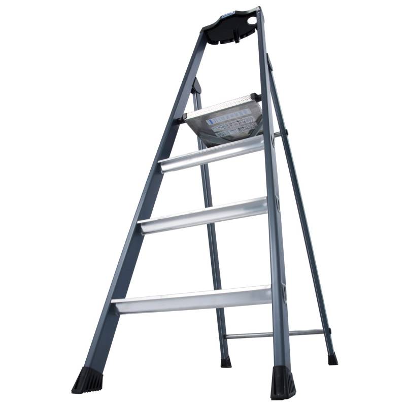 Krause Stehleiter SePro S 4 Stufen 145 cm x 46 cm x 88 cm Eloxiert von KRAUSE