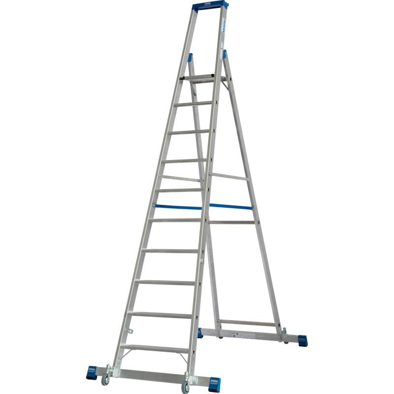 Krause Stehleiter Stabilo mit Traversen Fahrbar 10 Stufen 300 x 111 x 191 cm von KRAUSE
