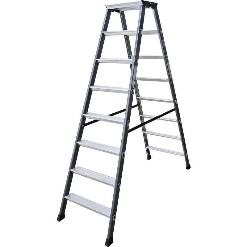 Monto SePro D Stufen-Doppelleiter eloxiert 2 x 8 Stufen von KRAUSE