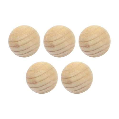 KRDPMV 5 Holzkugeln für Bastelprojekte, ohne Löcher, Durchmesser 70 mm, dekorative Verzierungen, unlackierte Massivholzkugeln, S von KRDPMV