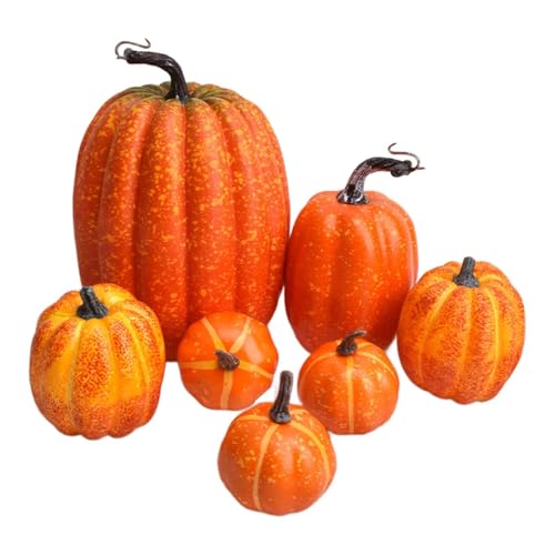 KRDPMV 7 x Künstliche Kürbisse Modell künstliches Gemüse Sammlung Dekorative Mini Simulation Kürbisse Modell für Halloween Haus Herbstdekoration, Orange KRDPMV 7 x Künstliche Kürbisse Modell künstliches Gemüse Sammlung Dekorative Mini Simulation Kürbisse Modell für Halloween Haus Herbstdekoration, Orange von KRDPMV