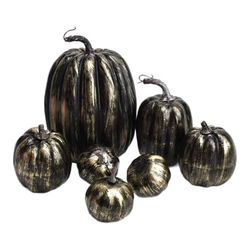 KRDPMV 7 x Künstliche Kürbisse Modell künstliches Gemüse Sammlung Dekorative Mini Simulation Kürbisse Modell für Halloween Haus Herbstdekoration, Schwarz Gold KRDPMV 7 x Künstliche Kürbisse Modell künstliches Gemüse Sammlung Dekorative Mini Simulation Kürbisse Modell für Halloween Haus Herbstdekoration, Schwarz Gold von KRDPMV