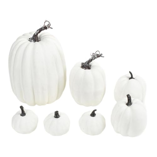 KRDPMV 7 x Künstliche Kürbisse Modell künstliches Gemüse Sammlung Dekorative Mini Simulation Kürbisse Modell für Halloween Haus Herbstdekoration, Weiß KRDPMV 7 x Künstliche Kürbisse Modell künstliches Gemüse Sammlung Dekorative Mini Simulation Kürbisse Modell für Halloween Haus Herbstdekoration, Weiß von KRDPMV