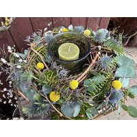 Tischkranz Mit Licht/ Florales Windlicht von KREAFLEURFloristik