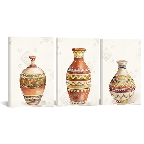 KREATIVE ARTS 3-teiliges Tribal-Keramik-Leinwandkunst-Set, südwestliche Tonglasdrucke, ethnische Vase, Gemälde, rustikale Boho-Wanddekoration für Wohnzimmer, Küche, Flur, fertig zum Aufhängen, je 40,6 KREATIVE ARTS 3-teiliges Tribal-Keramik-Leinwandkunst-Set, südwestliche Tonglasdrucke, ethnische Vase, Gemälde, rustikale Boho-Wanddekoration für Wohnzimmer, Küche, Flur, fertig zum Aufhängen, je 40,6 von KREATIVE ARTS