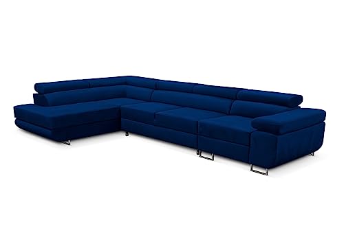 KREATIVE FURNITURE & DESIGN Ecksofa Links 343x88x203 cm - Sofa mit Schlaffunktion - Geräumig Eckcouch - Couch L Form - Wohnlandschaft L-Form Perfekt Für Ihr Zuhause Dunkelblau Links von KREATIVE FURNITURE & DESIGN