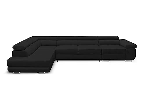 KREATIVE FURNITURE & DESIGN Ecksofa Links 343x88x203 cm - Sofa mit Schlaffunktion - Geräumig Eckcouch - Couch L Form - Wohnlandschaft L-Form Perfekt Für Ihr Zuhause Dunkelgrau Links von KREATIVE FURNITURE & DESIGN