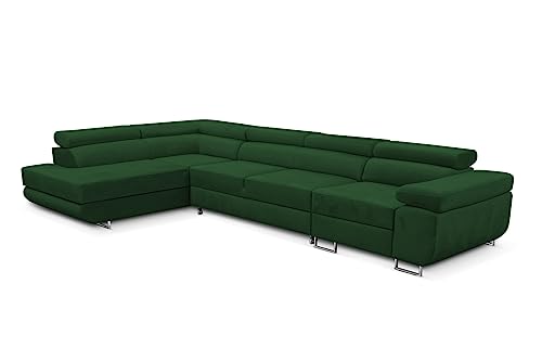 KREATIVE FURNITURE & DESIGN Ecksofa Links 343x88x203 cm - Sofa mit Schlaffunktion - Geräumig Eckcouch - Couch L Form - Wohnlandschaft L-Form Perfekt Für Ihr Zuhause Grün Links von KREATIVE FURNITURE & DESIGN