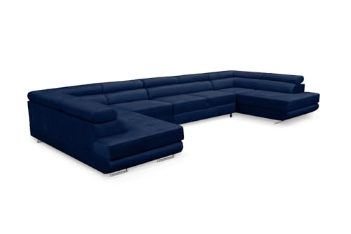 KREATIVE FURNITURE & DESIGN Ecksofa Miami U XXL-Ecksofa mit Schlaffunktion und Zwei Bettkästen in Dunkelblau - Big Sofa Wohnlandschaft für optimalen Komfort und Stil von KREATIVE FURNITURE & DESIGN