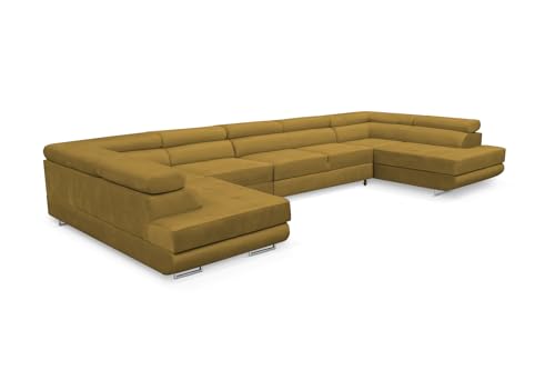 KREATIVE FURNITURE & DESIGN Ecksofa Miami U XXL-Ecksofa mit Schlaffunktion und Zwei Bettkästen (Gold) von KREATIVE FURNITURE & DESIGN