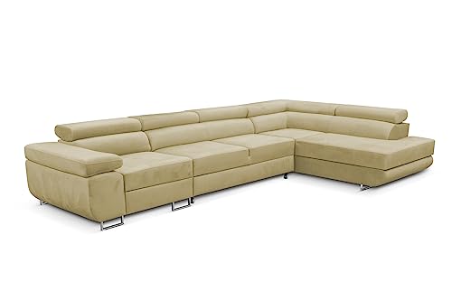 KREATIVE FURNITURE & DESIGN Ecksofa Rechts 343x88x203 cm - Sofa mit Schlaffunktion - Geräumig Eckcouch - Couch L Form - Wohnlandschaft L-Form Perfekt Für Ihr Zuhause Beige Rechts von KREATIVE FURNITURE & DESIGN