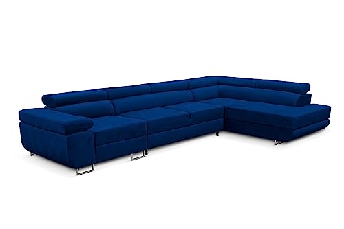 KREATIVE FURNITURE & DESIGN Ecksofa Rechts 343x88x203 cm - Sofa mit Schlaffunktion - Geräumig Eckcouch - Couch L Form -Wohnlandschaft L-Form Perfekt Für Ihr Zuhause Dunkenblau Rechts von KREATIVE FURNITURE & DESIGN