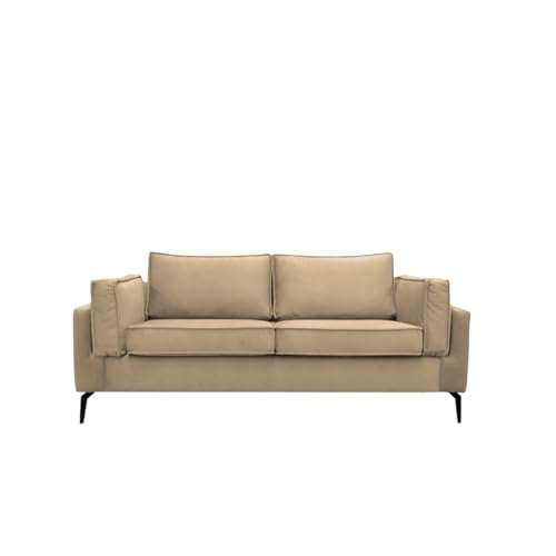 KREATIVE FURNITURE & DESIGN Modernes 2-Sitzer Sofa Baden – Kleines Sofa in Beige für Jugendzimmer, Lounge oder Wohnzimmer Samtstoff Couch (Beige) von KREATIVE FURNITURE & DESIGN