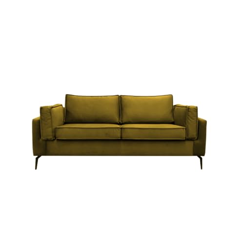 KREATIVE FURNITURE & DESIGN Modernes 2-Sitzer Sofa Baden – Kleines Sofa in Beige für Jugendzimmer, Lounge oder Wohnzimmer Samtstoff Couch (Hellgrün) von KREATIVE FURNITURE & DESIGN