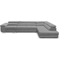 Ecksofa Miami Long Monolith 84-form mit Schlaffunktion und Bettkasten hellgrau, rechte Ottomane Ecksofa Miami Long Monolith 84-form mit Schlaffunktion und Bettkasten hellgrau, rechte Ottomane