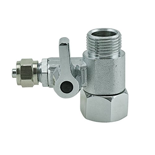 Adapter T-Stück 3/8 IG x3/8 AG x1/4" Schlauch (6,35mm) Wasseranschluß Verteiler mit Absperrventil zum Anschluss von 2 Geräten SbS Kühlschrank Filter Osmoseanlage (TS-3814) von KREFT