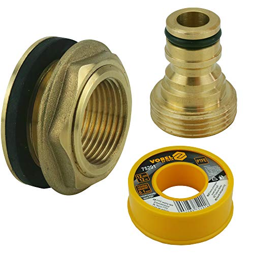 KREFT Tankdurchführung 3/4" IG - 1" AG mit Schlauchanschluß, Tankentlüftung, Fass-Verbinder aus Messing, Gold, Rund KREFT Tankdurchführung 3/4" IG - 1" AG mit Schlauchanschluß, Tankentlüftung, Fass-Verbinder aus Messing, Gold, Rund von KREFT