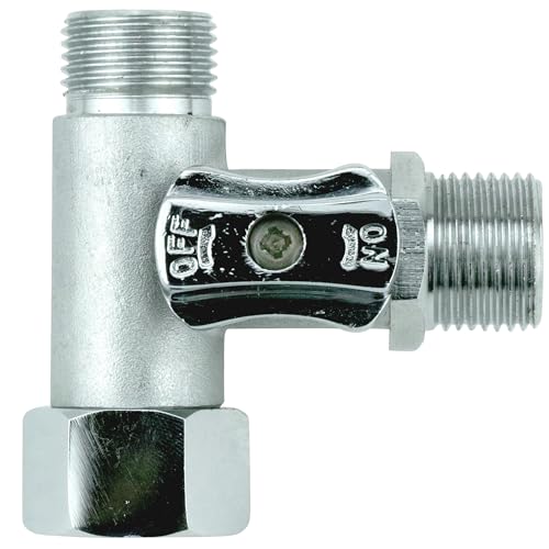 T-Adapter 3/8 IG x 3/8 AG x 3/8 Außengewinde Abzweig mit Absperventil T-Stück Wasseranschluss(TS-GEW.38) von KREFT