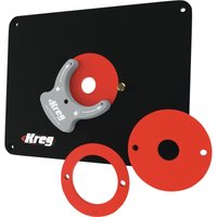 PRS4034 Frästisch Einlegeplatte vorgebohrt 298 x 235 x 9 mm + 3x Reduzierring 25 mm / 30 mm / 67 mm - Kreg von KREG