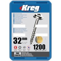Kreg - SML-C125-1200 Pocket Hole Taschenloch Schrauben 4,0 x 32 mm 1200 Stk. Grobgewinde Maxi-Loc Verzinkt für Holz von KREG