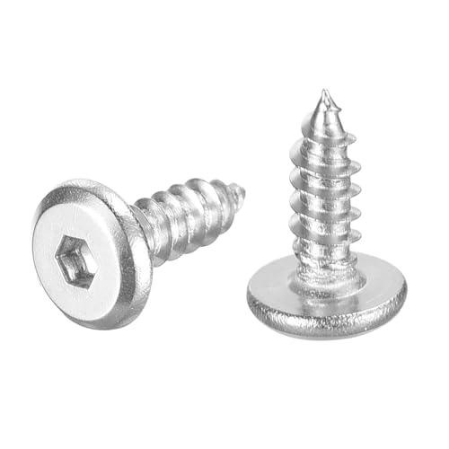 M6 x 16 mm Schrauben (50 Stück), Edelstahl-Sechskantschrauben, selbstschneidende Vollgewindeschrauben für Holzmöbel, flache Rundkopfbefestigungen von KRENIE