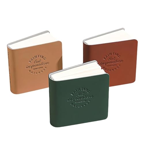 Mini-Taschen-Skizzenbuch, Reise-Aquarell-Skizzenblock-Set mit je 96 Seiten, kleines Künstlerjournal zum Malen und Zeichnen, kleines Aquarellbuch für Reisen, Kunst und Praxis, 3-teiliges von KRENIE