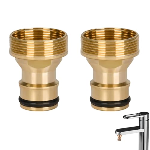Wasserhahn-Schlauchanschluss-Adapter – 22 mm & 24 mm Gewinde Messing Mischbatterie Adapter für Küchenspüle, Badezimmer, Gartenschlauch – Heißwasserhahnanschluss mit Dichtungsband Wasserhahn-Schlauchanschluss-Adapter – 22 mm & 24 mm Gewinde Messing Mischbatterie Adapter für Küchenspüle, Badezimmer, Gartenschlauch – Heißwasserhahnanschluss mit Dichtungsband von KRENIE