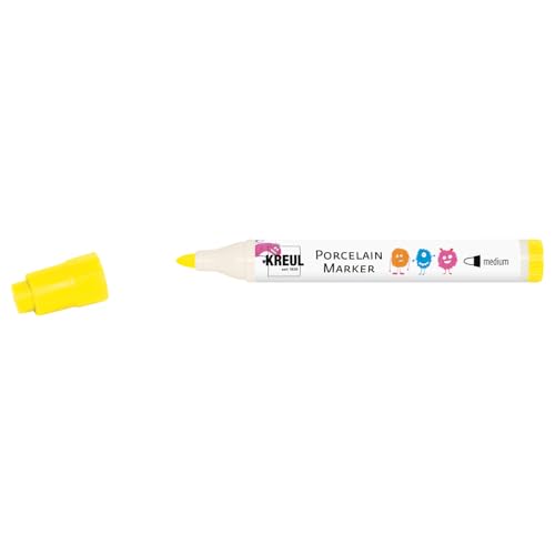 KREUL 16301 - Porcelain Marker medium Gelb - für Kinder entwickelter Porzellanmalstift, ohne Schütteln und Pumpen sofort los malen von KREUL