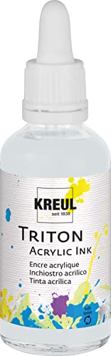 KREUL 17429 - Triton Acrylic Ink, Silber, 50 ml Glas mit Pipette zum Dosieren und Aufrühren, hohe Farbintensität, seidenmatt auftrocknend, für Leinwand und Papier von Kreul