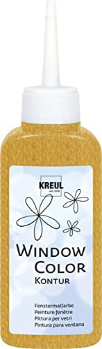 KREUL 42772 - Window Color Konturenfarbe, gold 80 ml, zur besseren Abgrenzung von Motiven, für glatte Oberflächen wie Glas, Spiegel und Fliesen von KREUL