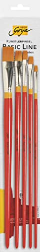 KREUL 47355 - Solo Goya Künstlerpinsel Goldhair Synthetics, 3 Flachpinsel 4, 8 und 16 und ein Rundpinsel in der Größe 10, universell einsetzbarer Pinsel, für Öl-und Acrylmalerei von Kreul