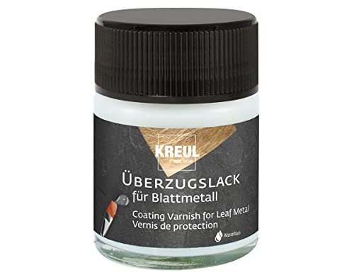 KREUL 99400 - Überzugslack im 50 ml Glas, hochglänzender, transparenter Schutz- und Überzugslack für mit Blattmetall vergoldete Objekte, auf Wasserbasis von Kreul