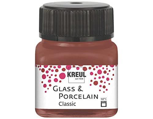 KREUL 16229 - Glass & Porcelain Classic cognac, im 20 ml Glas, brillante Glas- und Porzellanmalfarbe auf Wasserbasis, schnelltrocknend, deckend von Kreul