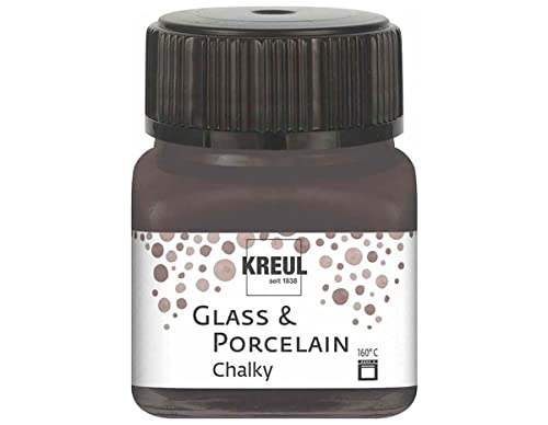 KREUL 16644 - Glass & Porcelain Chalky Volcanic Gray, 20 ml Glas, sanft - matte Glas- und Porzellanmalfarbe auf Wasserbasis, schnelltrocknend, deckend von Kreul