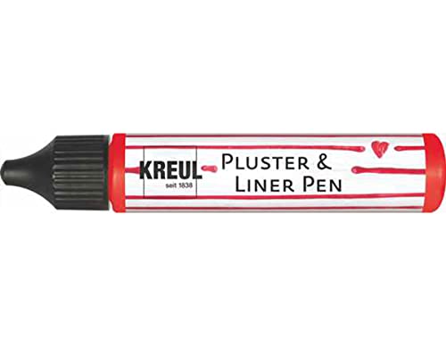 KREUL 49807 - Pluster und Liner Pen erdbeere, 29 ml, Plusterfarbe zum Dekorieren und Verzieren, für Dekoeffekte durch aufplustern im Backofen, mit Bügeleisen oder Fön von Kreul