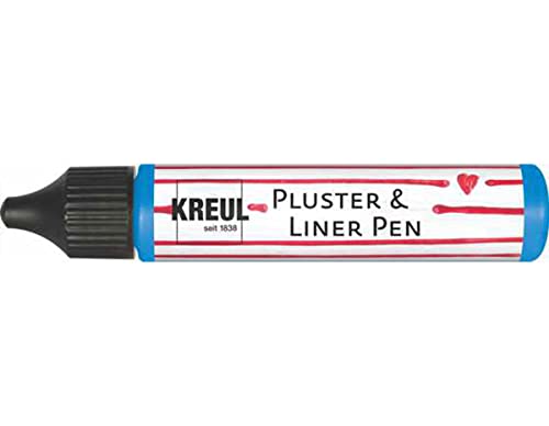 KREUL 49812 - Pluster und Liner Pen blau, 29 ml, Plusterfarbe zum Dekorieren und Verzieren, für Dekoeffekte durch aufplustern im Backofen, mit Bügeleisen oder Fön von Kreul