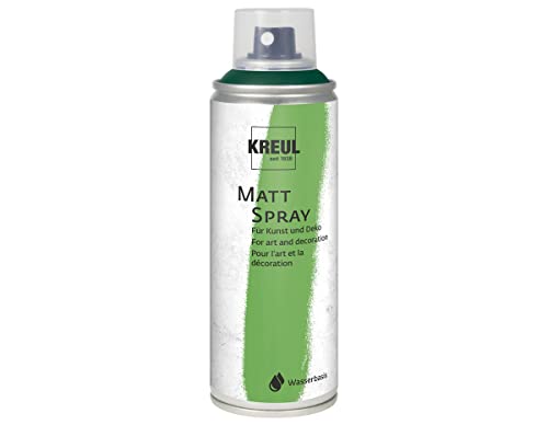 KREUL 76324 - Farbspray grün, 200 ml, klassisch matte Sprühfarbe auf Wasserbasis hochpigmentiert und wasserfest styropofest für Innen und Außen von Kreul