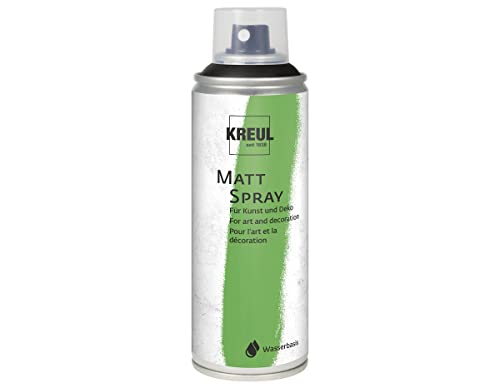 KREUL 76327 - Farbspray schwarz, 200 ml, klassisch matte Sprühfarbe auf Wasserbasis hochpigmentiert und wasserfest styropofest für Innen und Außen von Kreul