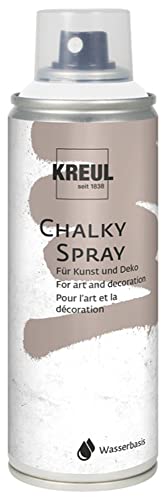 KREUL 76351 - Chalky Spray Snow White, 200 ml, matte Sprühfarbe mit Kreideoptik auf Wasserbasis, hochpigmentiert und wasserfest, für Innen und Außen von Kreul