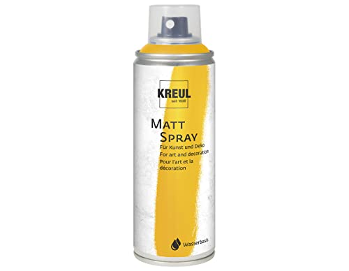 KREUL 76362 - Farbspray, gold 200 ml, klassisch matte Sprühfarbe auf Wasserbasis, hochpigmentiert und wasserfest, styropofest, für Innen und Außen von Kreul