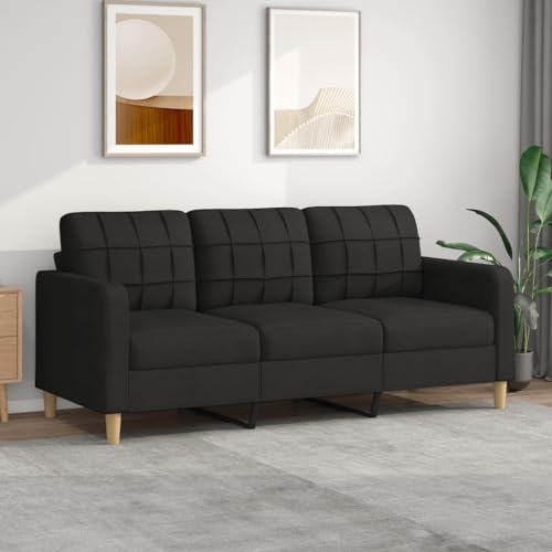 KRHINO 3-Sitzer-Sofa, schwarz, 180 cm, aus Stoff, schlichtes Design, modern, strapazierfähiger Stoff & stabiler Rahmen & komfortables Sitzerlebnis von KRHINO