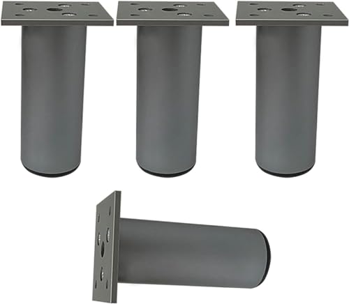 LILIKY 4 Stück Metallmöbelfüße, Schrankfüße, Sofafüße, Tischfüße, Werkbankstange, runde Stützfüße, Aluminiumlegierung, mit Schrauben (20 cm, grau) Tisch- und Stuhlbeine ( Color : Gray , Size : 8cm/3.1 von KRHINO