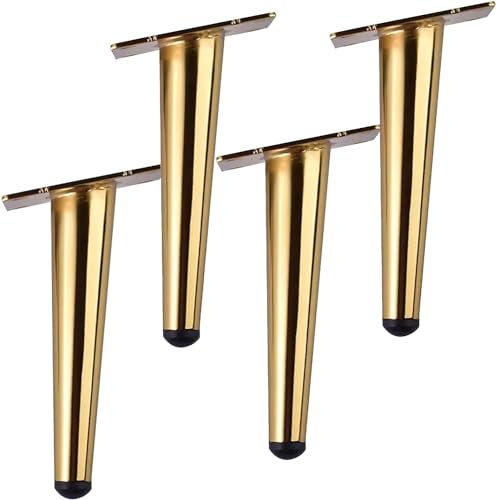 LILIKY 4 Stück Möbelfüße, schräge, konische Metallmöbelfüße, moderne Ersatzfüße, Heim-DIY-Projekt mit Befestigungsschrauben (50 cm, schwarz) Tisch- und Stuhlbeine ( Color : Gold , Size : 60cm/23.6in ) von KRHINO