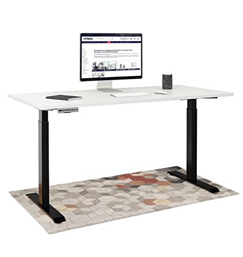 KRIEG HighDesk Basic Höhenverstellbarer Schreibtisch (200 x 80 cm I Schwarz + Weiß) - Elektrischer Sitz- & Stehtisch mit Tischplatte - Stehschreibtisch Elektrisch Höhenverstellbar von KRIEG