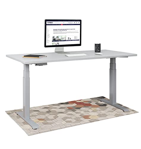 KRIEG HighDesk PRO Höhenverstellbarer Schreibtisch (Silber + Grau I 160 x 80 cm) - Elektrischer Sitz- & Stehtisch mit Tischplatte - Stehschreibtisch Elektrisch Höhenverstellbar von KRIEG